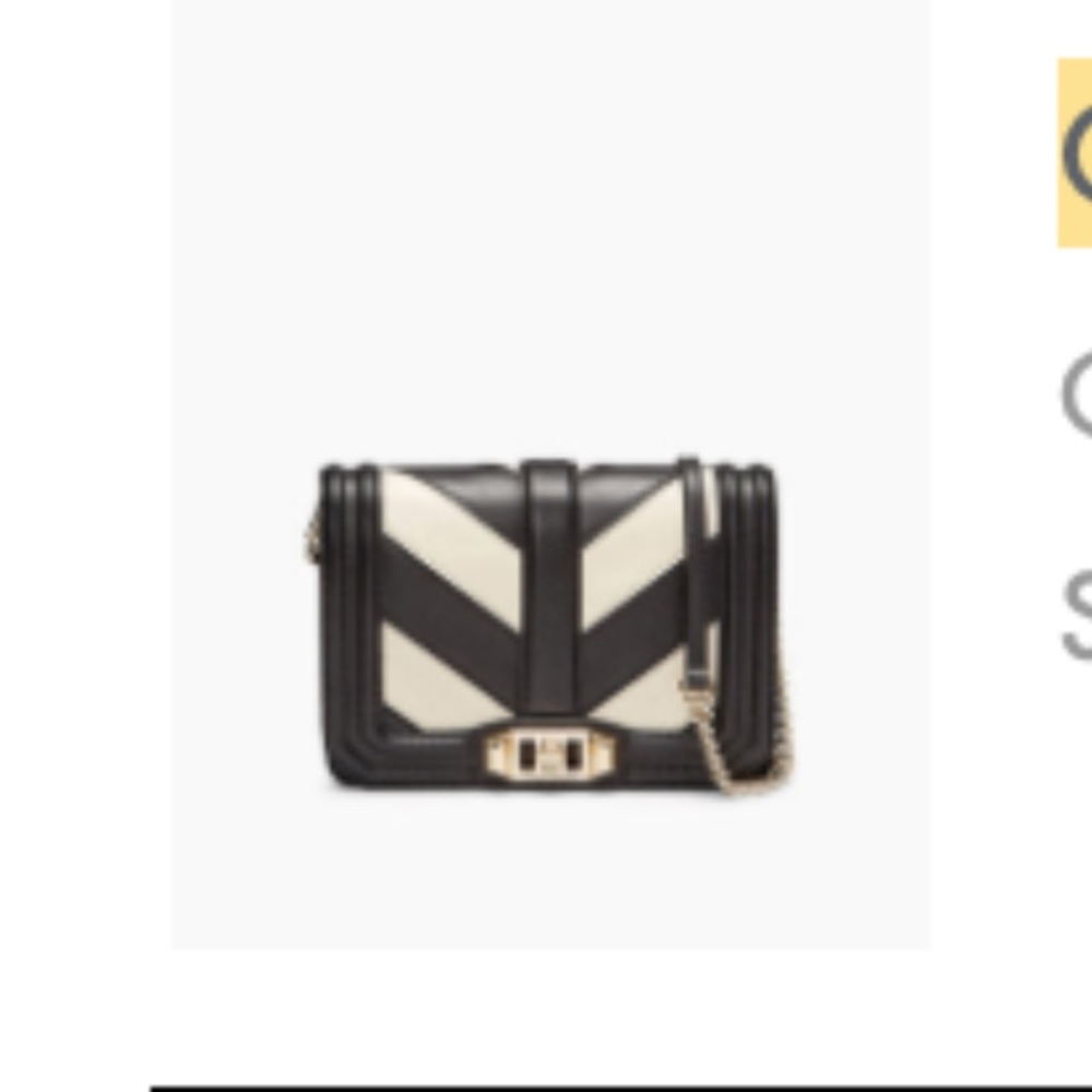 New! Rebecca Minkoff Chevron Small Love Crossbody.  Black and white.